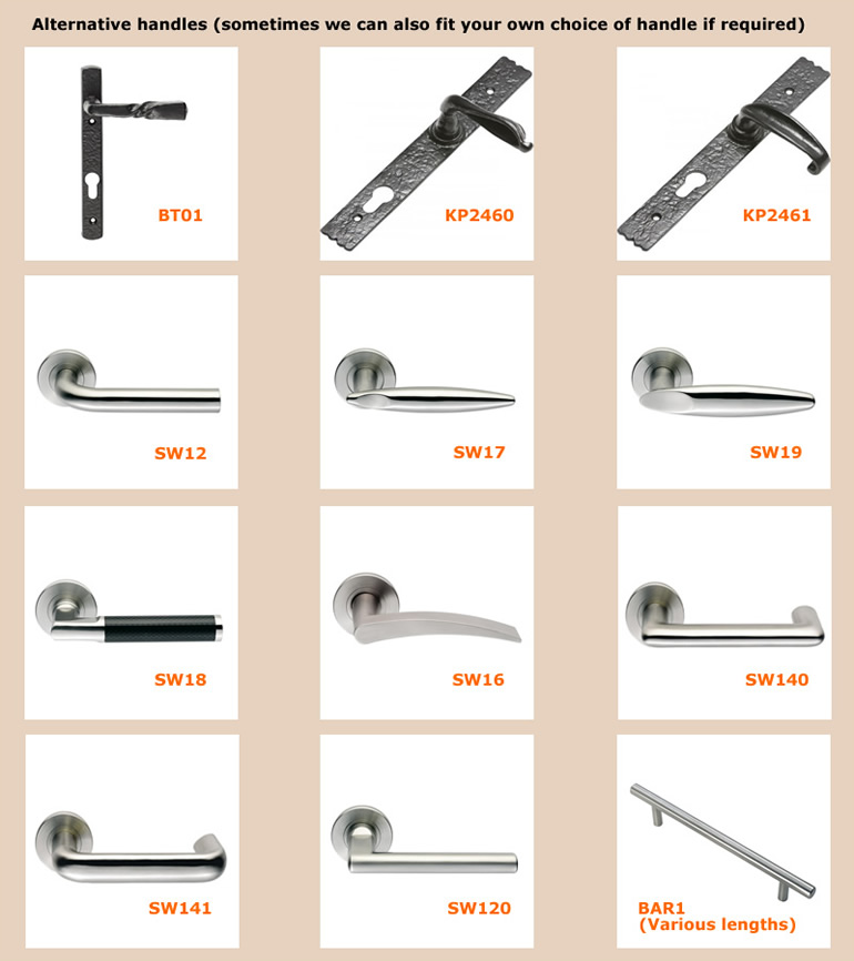 Bar handle options for folding sliding doors